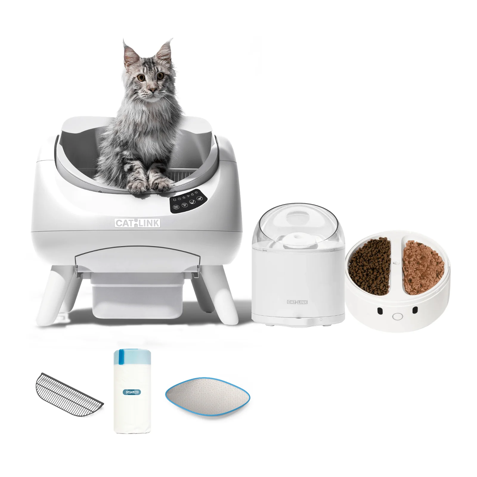 Clean & Feed Bundle - Litter Box, Feeder & Water Fountain Complete Set - Image 134