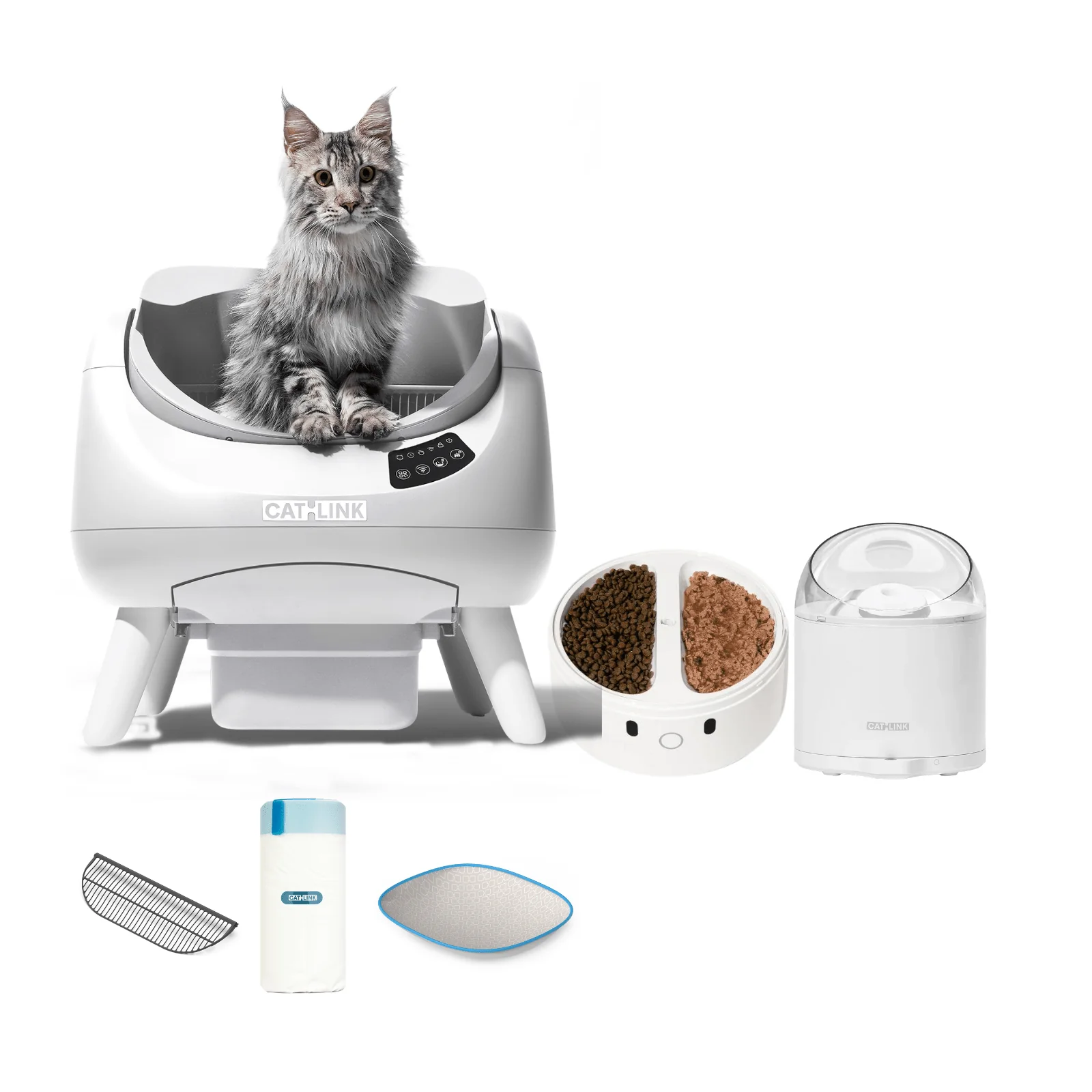 Clean & Feed Bundle - Litter Box, Feeder & Water Fountain Complete Set - Image 39